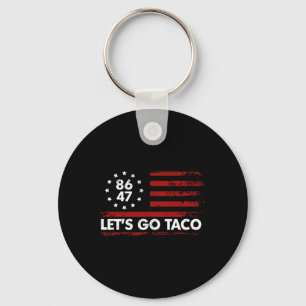 Taco Funny Låt oss Go Taco Shirt American Flagga P Nyckelring