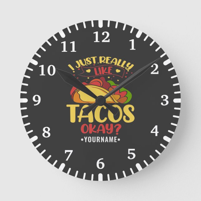 Taco Funny säger att jag bara Verkligen som Tacos Rund Klocka (Framsida)