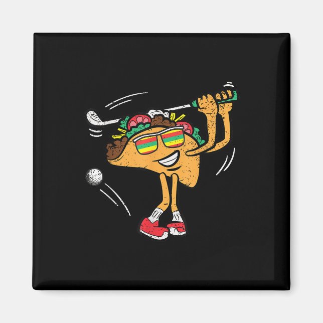 Taco Golf Player Cinco De Mayo Mexican Golfer Food Magnet (Framsidan)