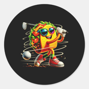 Taco Golfspelare Cinco De Mayo Mexikansk Golfare M Runt Klistermärke