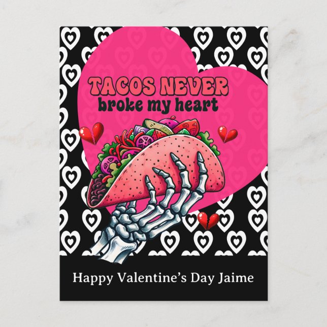 Taco Hearts Valentines Day Postcard Vykort (Framsida)