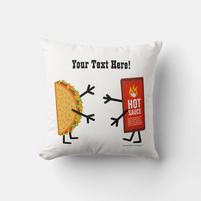 Taco & Hot Sauce - Anpassningsbar Kudde (Framsida)