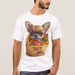 Taco Hund - Cute Chihuahua Taco Tecknad Design T Shirt