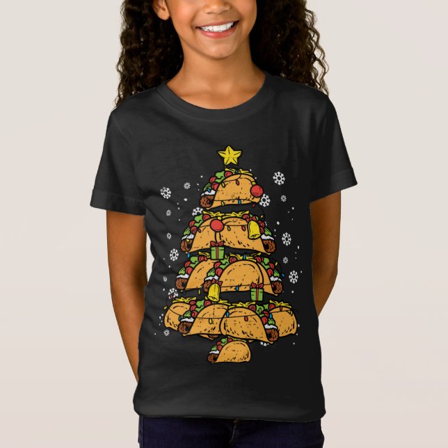 Taco Julgran Julafton Pajamas PJs Mexikanska maten T Shirt (Framsida)
