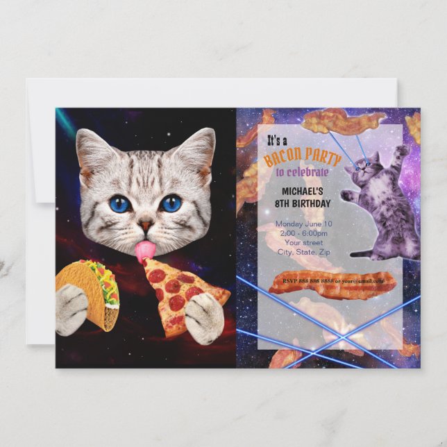 Taco, Kat och pizza Inbjudningar (Framsida)