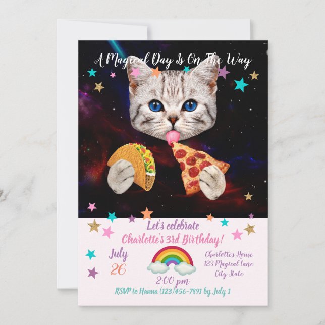 Taco, Kat och pizza Inbjudningar (Framsida)