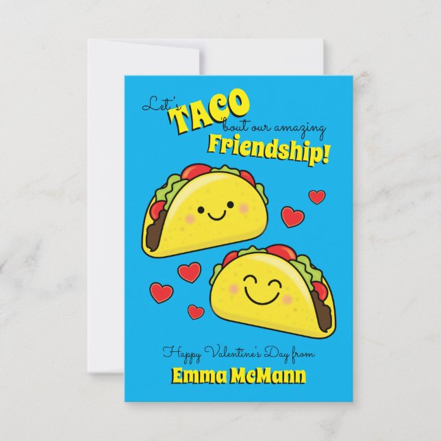 Taco Kids Classroom Valentine Vänskap Cards Tack Kort (Framsida)