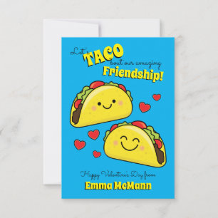 Taco Kids Classroom Valentine Vänskap Cards Tack Kort