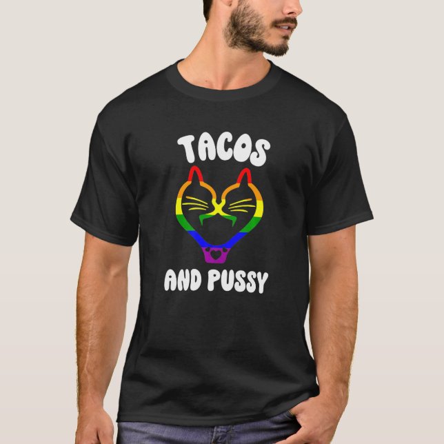 Taco Lesbisk Pride Gay pride Saker Cats och Tacos T Shirt (Framsida)