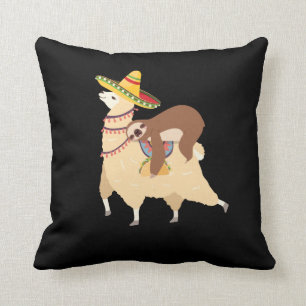 Taco Loving Animals Lazy Sloth Riding Llama Kudde