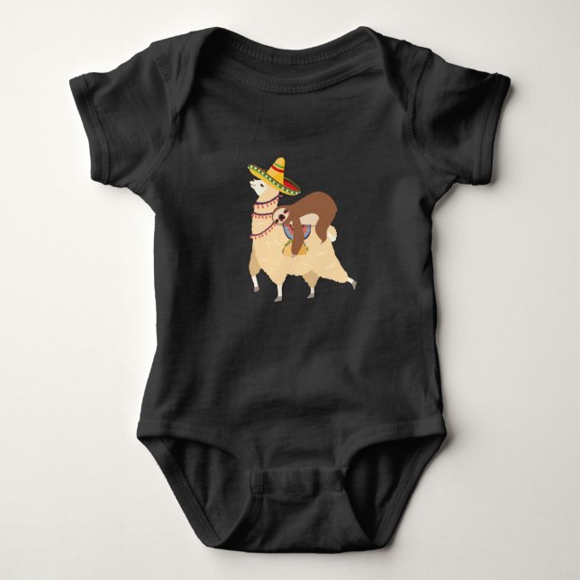 Taco Loving Animals Lazy Sloth Riding Llama T Shirt (Framsida)
