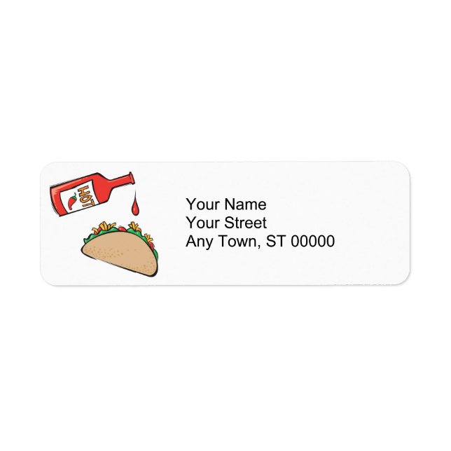 taco med het sås returadress etikett (Framsidan)