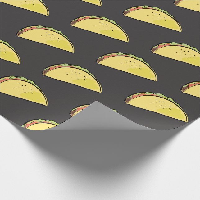 Taco-mönster svart presentpapper (Hörn)