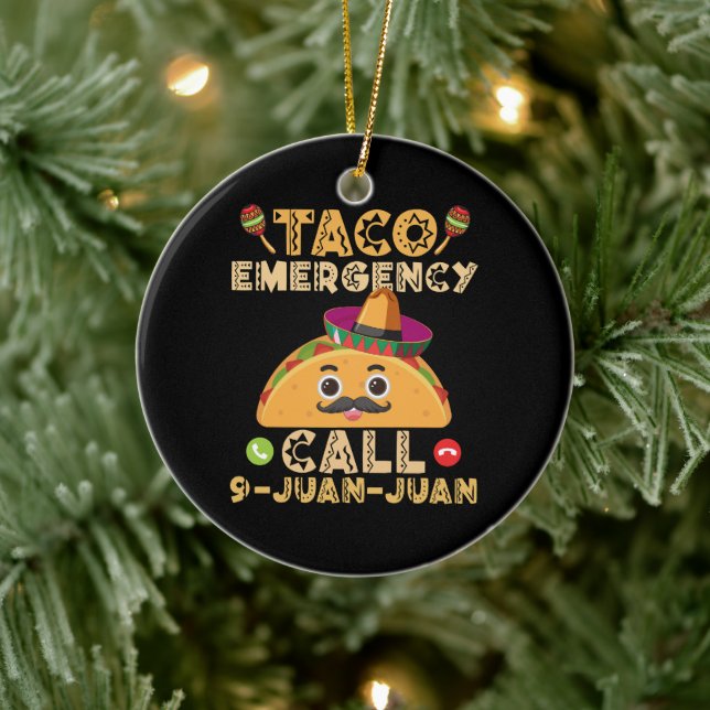 Taco-nödsamtal Rollig Cinco de Mayo Mexikansk Julgransprydnad Keramik (Träd)