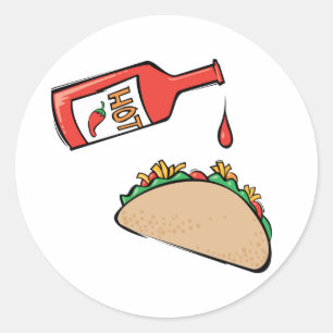 Taco och Hett Sauce Runt Klistermärke