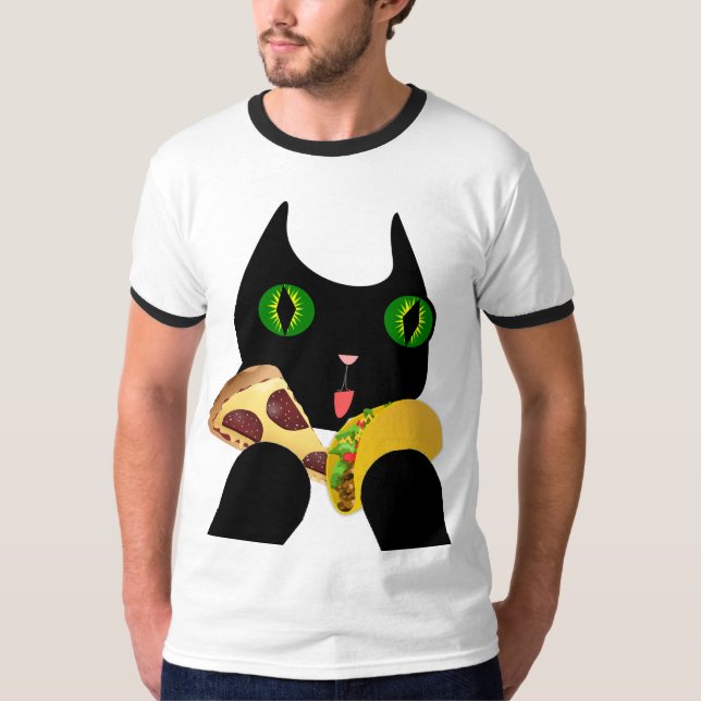 TACO OCH PIZZA CAT Fnuny T-shirts (Framsida)
