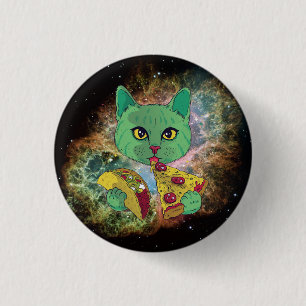 Taco och Pizza Cosmic Space Cat Knapp