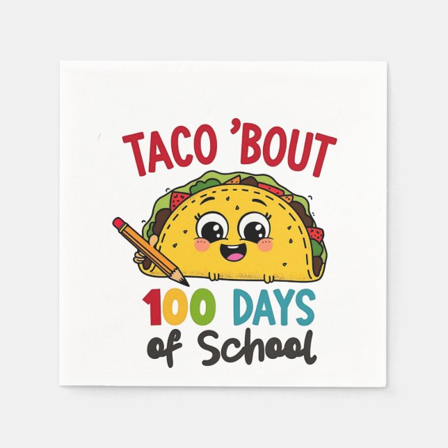 Taco om 100 dagar för Lärare Tacos Pappersservett (Framsidan)