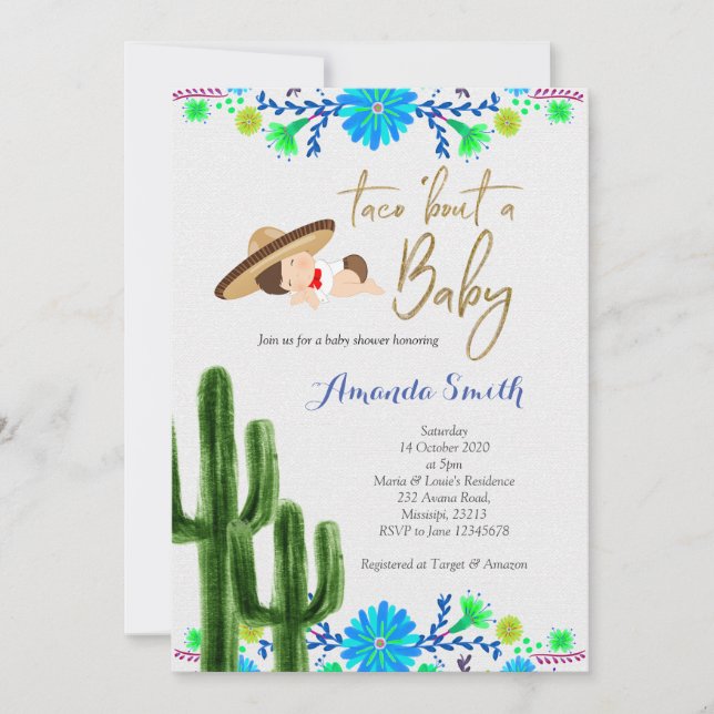Taco om baby Cactus Baby Shower Inbjudan-kort Inbjudningar (Framsida)