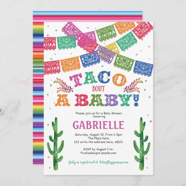 Taco om Baby, Fiesta Baby Shower Inbjudningar (Fram/baksida)