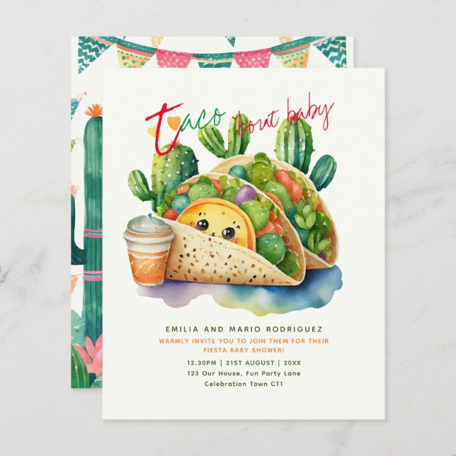 Taco om Baby Fiesta Baby Shower Roligt Cute (Fram/baksida)