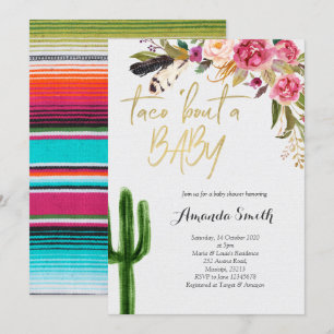 Taco om Blommigt Par baby Shower-inbjudan Inbjudningar