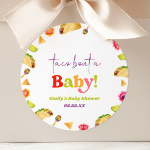 Taco om en baby! Fiesta Baby Shower Runt Klistermärke