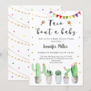 Taco om en Baby Gold Fiesta Kaktus Baby Shower Inbjudningar