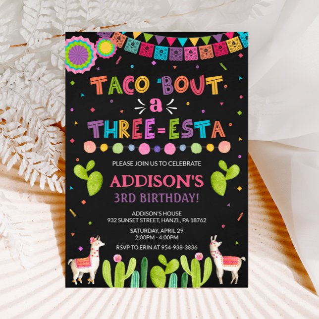 Taco "om en inbjudan till tre Esta-födelsedag (Skapare uppladdad)