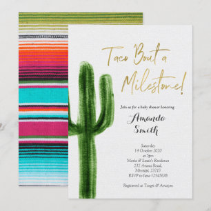 Taco om en milstolpe Cactus Baby Shower Inbjudningar