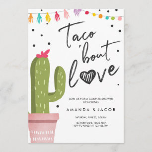 Taco om kärlek Fiesta Par Bröllopsdusch Kaktus Inbjudningar