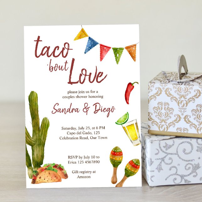 Taco om kärlek par dusch Mexikanska fiesta Inbjudningar (Skapare uppladdad)