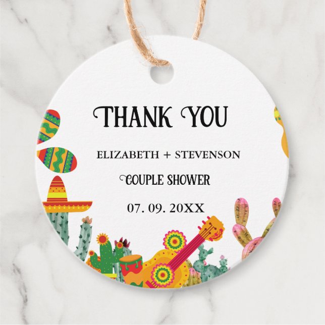 Taco om kärlek-pardusch tack gåvor etiketter (Framsida)