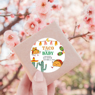 Taco om mexikansk baby shower-favor runt klistermärke