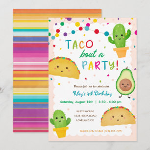 Taco om party - fiesta-tema födelsedagen inbjudningar