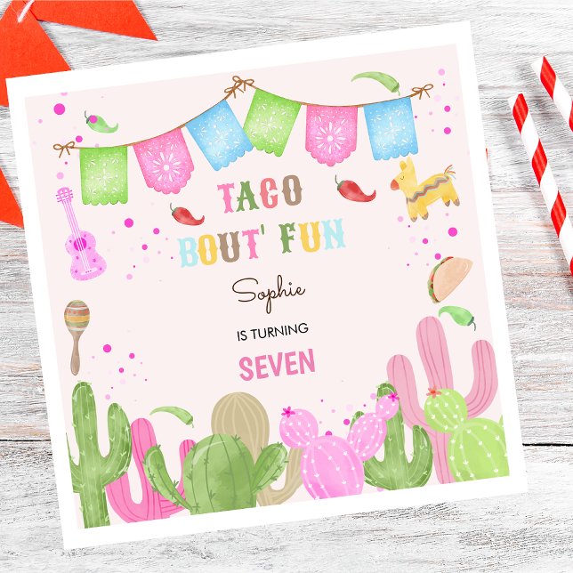Taco om roligt fiesta mexican Flickfödelsedag Pappersservett (Skapare uppladdad)