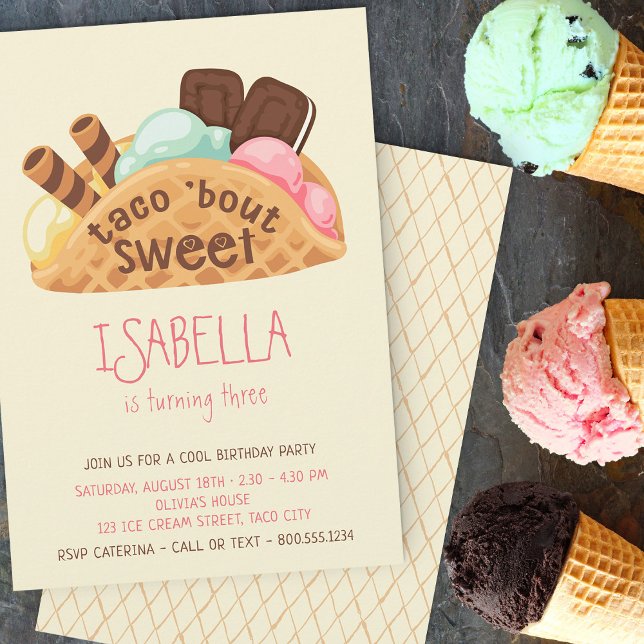 Taco om Sweet Ice Cream Birthday-inbjudan Inbjudningar (Skapare uppladdad)