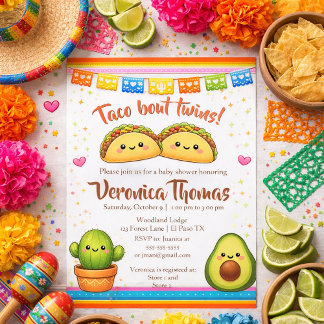 Taco om tvillingarnas baby shower inbjudningar