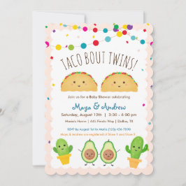 Taco om Twillingar! Fiesta-tema Twin Baby Shower Inbjudningar