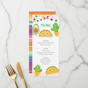 Taco Party Baby Shower-menykort Meny