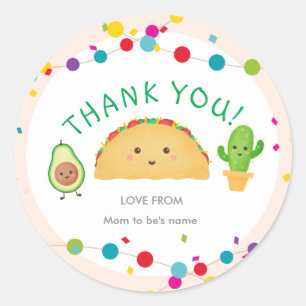Taco Party Baby Shower Tack Stickers Runt Klistermärke