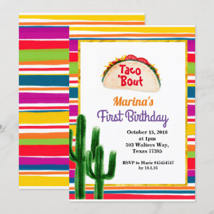 Taco party Mexican 1:a födelsedag, mexikanska Inbjudningar