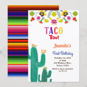 Taco party Mexican 1:a födelsedagen Party Inbjudningar