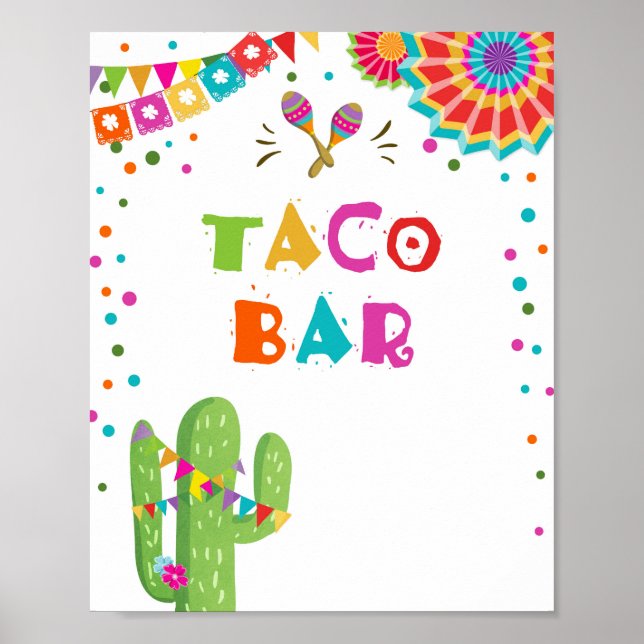 Taco Pub Mexican Food Cactus Fiesta Bord-tecken Poster (Framsidan)