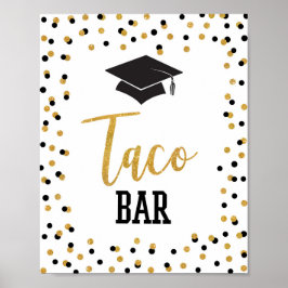 Taco Pub Studentfest Sign Black Guld Confetti Poster