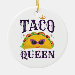 Taco Queen Kärlek Tacos Women Julgransprydnad Keramik