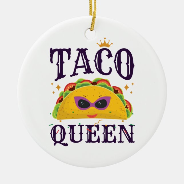Taco Queen Kärlek Tacos Women Julgransprydnad Keramik (Framsidan)
