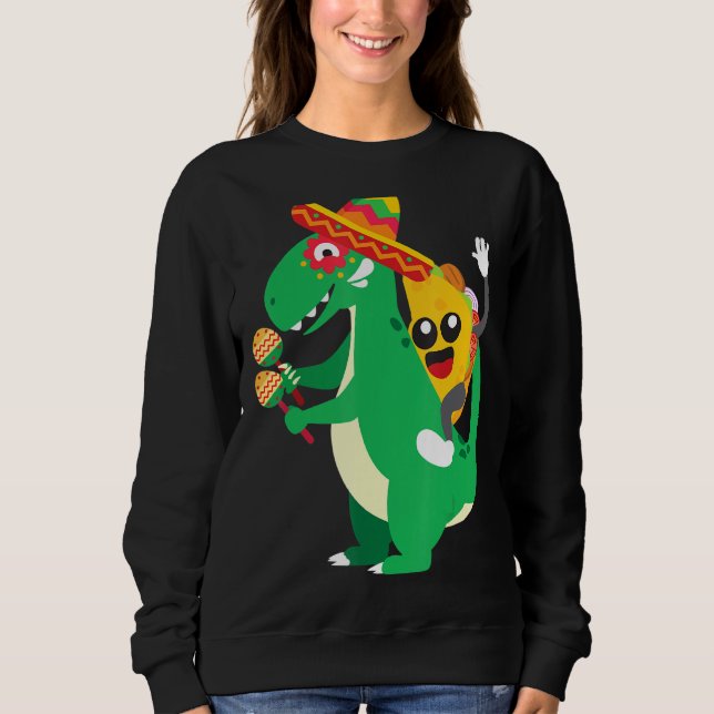 Taco Riding T Rex Cinco De Mayo Boy Taco Shirt (Framsida)