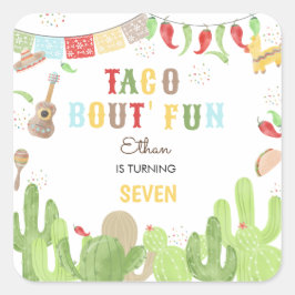 Taco-roligt fiesta mexican-födelsedagen fyrkantigt klistermärke