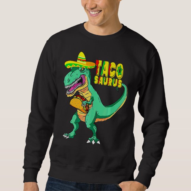 Taco Saurus Cinco De Mayo Lång Ärmad Tröja (Framsida)